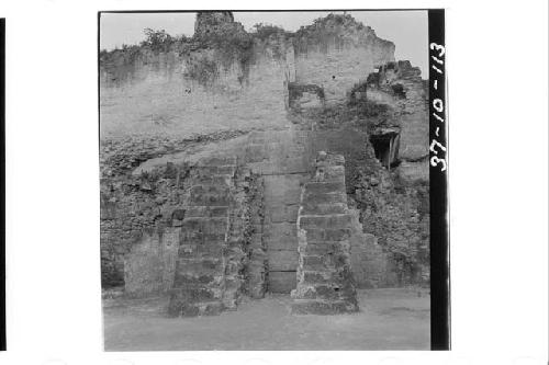 Stairway on the west side of structure A-V Construction O showing the two inner