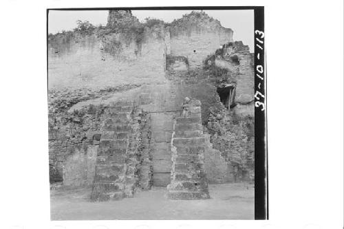 Stairway on the west side of structure A-V Construction O showing the two inner