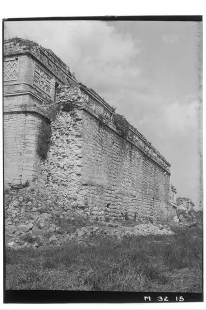 Rear wall platform of Monjas from southwest before extensive trenching.