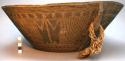 Carved wooden bowl-like vessel - approx. 16" diameter - used for cheese & butter