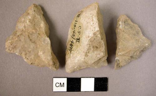 3 typical triangular quartzite points