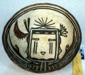 Bowl, polacca polychrome style c. int: kachina design; ext: slipped, no design.