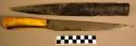 Knife with leather sheath; ivory (?) handle