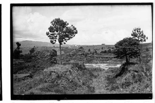 High mound, plaza, ball court, from SW.