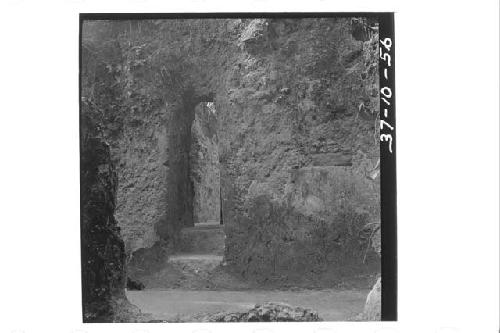 Looking south at the doorway from Room 6 into Room 5 in Structure B-XIII