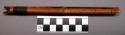 Tool, reed handle, painted geometric design, fiber bound, notched end
