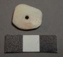 Bead, white shell, squared, curved, drilled perforation