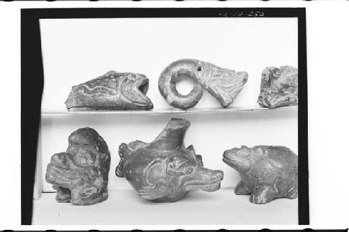 Plumbate Fish, Serpent, Monkey Head Fragment, Fish Pot, and Miniature Toad