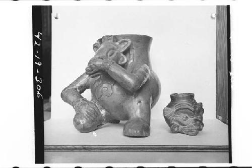 Plumbate Animal Effigy and Plumbate Miniature Head Jar