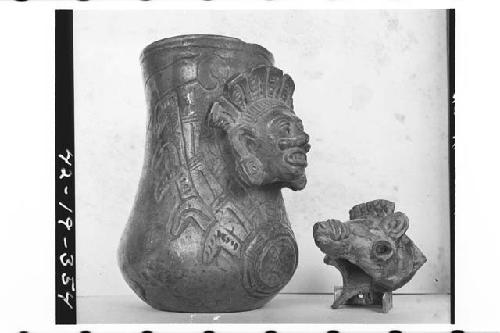 Plumbate head-and-arm vessel and plumbate pisote head fragment