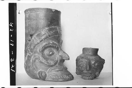 Plumbate Human Head Jar (Bearded) and Plumbate Miniature Head Jar