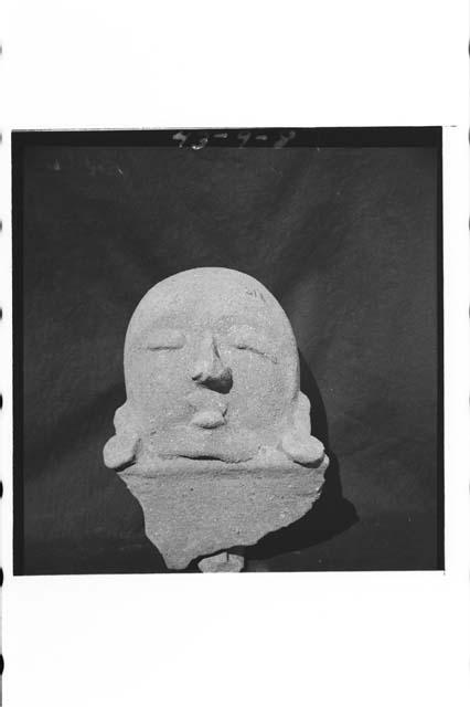 Pottery human effigy head, front view