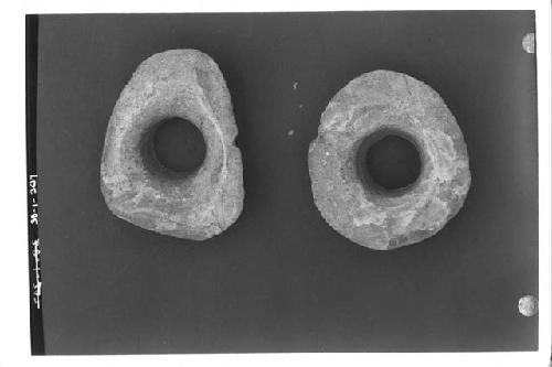 2 earplug flanges-top view A1-489, A1-491. Face of A1-491-8 x 6 cm