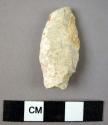 Flint bifacially flaked foliate point