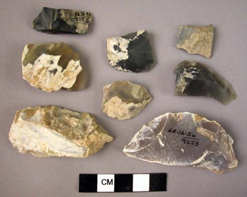 8 flint flakes and fragments with limited retouch or wear