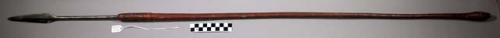 Spear - wood, iron, reed hold; point 11", shaft 37"