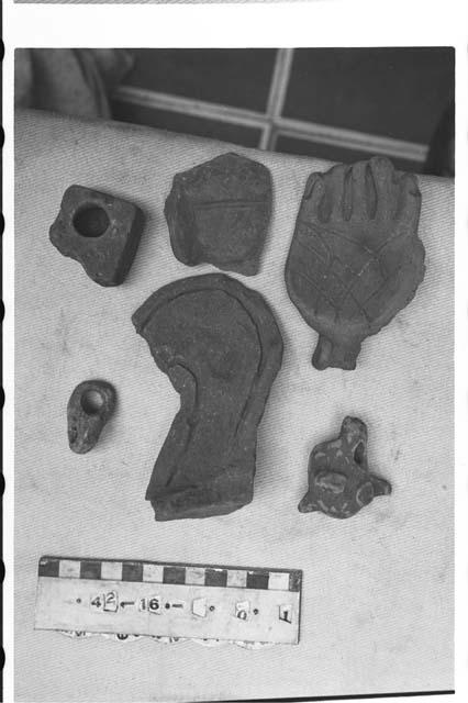 Four Fragments of Coarse Red Clay of Ornaments