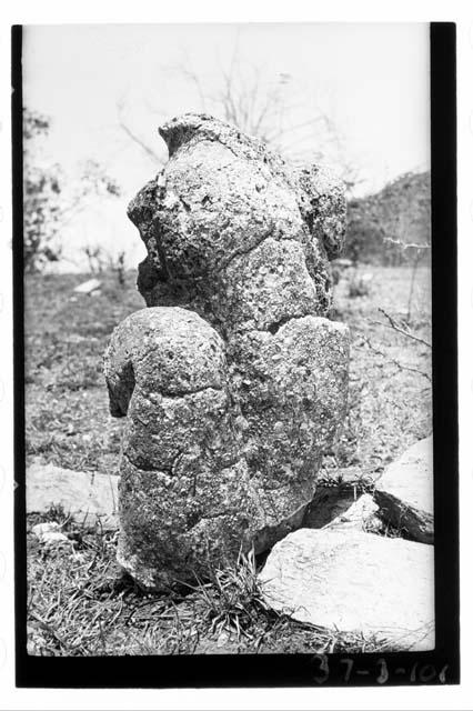 Stucco and pumice stone figure at Comitancillo
