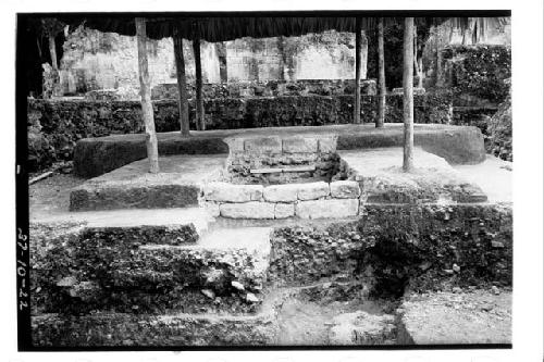 Looking south at House platform C in  Structures A-V showing the stone construct