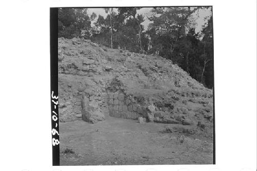 Structures A-II, close up of south side of stairway showing block in centre