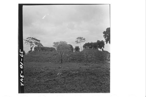 Looking north at the North Group. Left to right Structures E, D, C, B, and A.