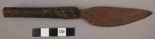 Knife, scalpel type - iron blade, wooden handle; used for scraping and skinning