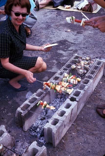 Miura Peninsula, Eleanor Bower roasting kabobs