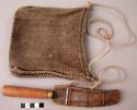 Man's knife & scabbard and carrying bag (of ramie cloth) for holding +