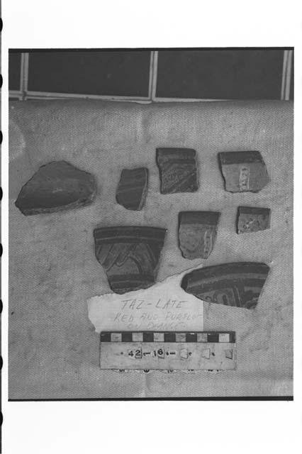 Polychrome Sherds of Red-and-Purple-on-Orange Slip Ware