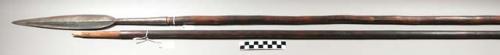 Spear, wooden shaft, riged iron blade, kunga