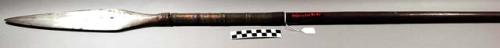 Assegai (spear) - wood and iron; point 13 1/2", shaft 76 1/2"