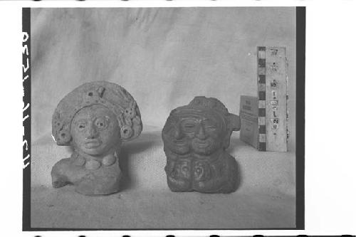 Two Pottery Figurine Heads