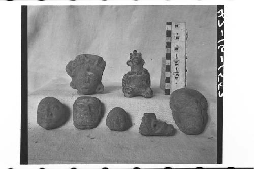 Six Pottery Figurine Fragments, One Whistle