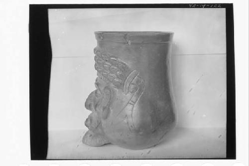 Plumbate head jar, Old Man; max. ht. 15.5cm., max. diam. 11.6; Color; 15" shadi