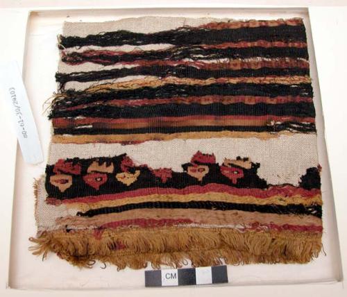 Sleeve, slit tapestry, fringed