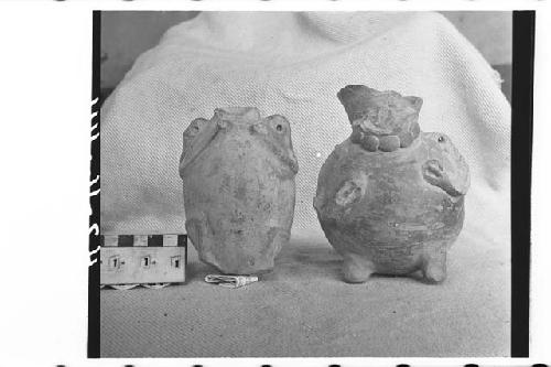 Two Fragmentary Pottery Effigy Jars