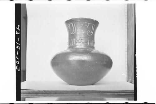 Plumbate standard jar, incised neck. Max. ht. 15.4cm., max. diam. 15.3cm. Color: