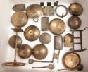 Set of bell metal (brass & nickel) miniature household implements +