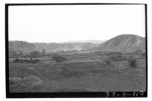 Mounds, looking WSW from mound E. of big pyramid