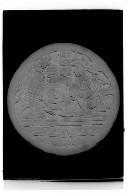 Sculpture: Secondary Ballcourt marker; Center, Court II, specimen No. 37-32.