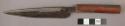 Knife, scalpel type - iron blade, wooden handle; used for scraping and skinning