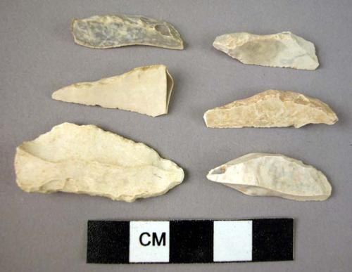 6 flint backed bladelets and fragments