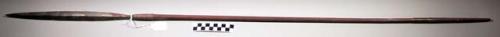 Spear - wood, iron and brass; point 15 1/2", shaft 34"