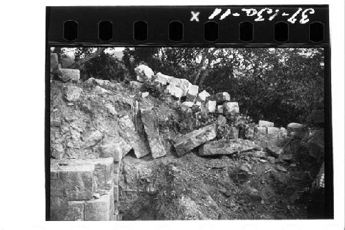 Four stones from vault of east room.