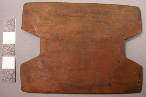 Carved wooden rectangular lid for jar or box, 7.1 x 9.6 cm.