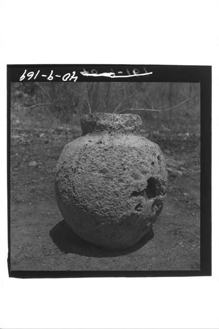 Stone ball, upright, W. of Palace.