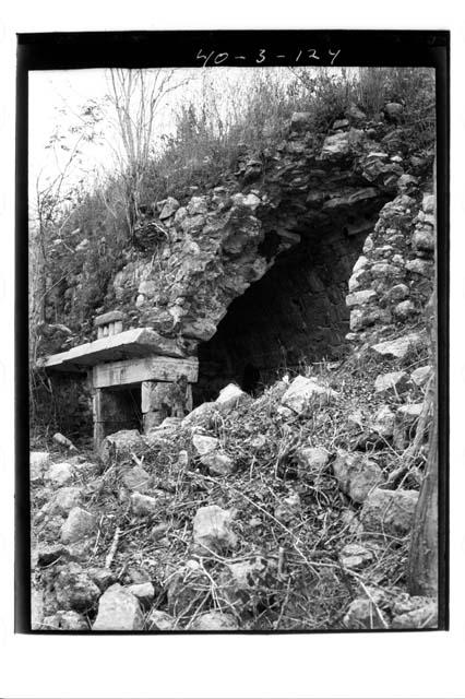 Fresco Bldg., doorway and vault of room N. of stairway.