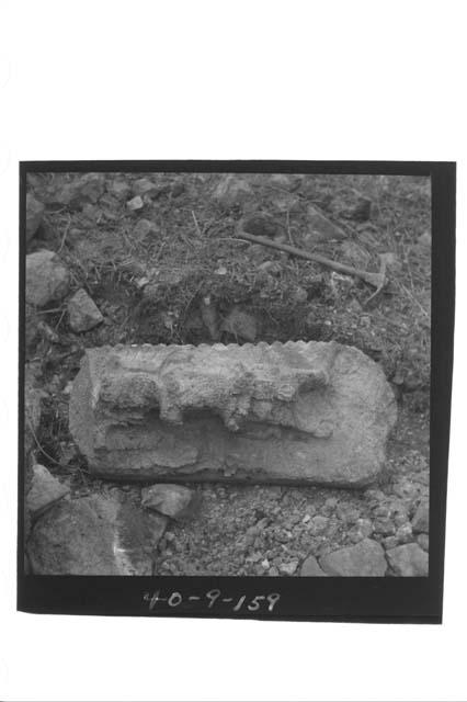 Glyphic Lintel Bldg. , face of right (N.) jamb (?) 2nd Story, Sculp. col. doorwa