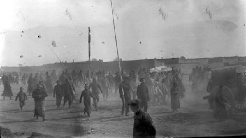 Crowd of people walking