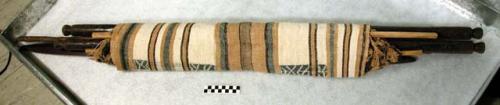 Loom with woven textile (colors natural) - wood is black palm